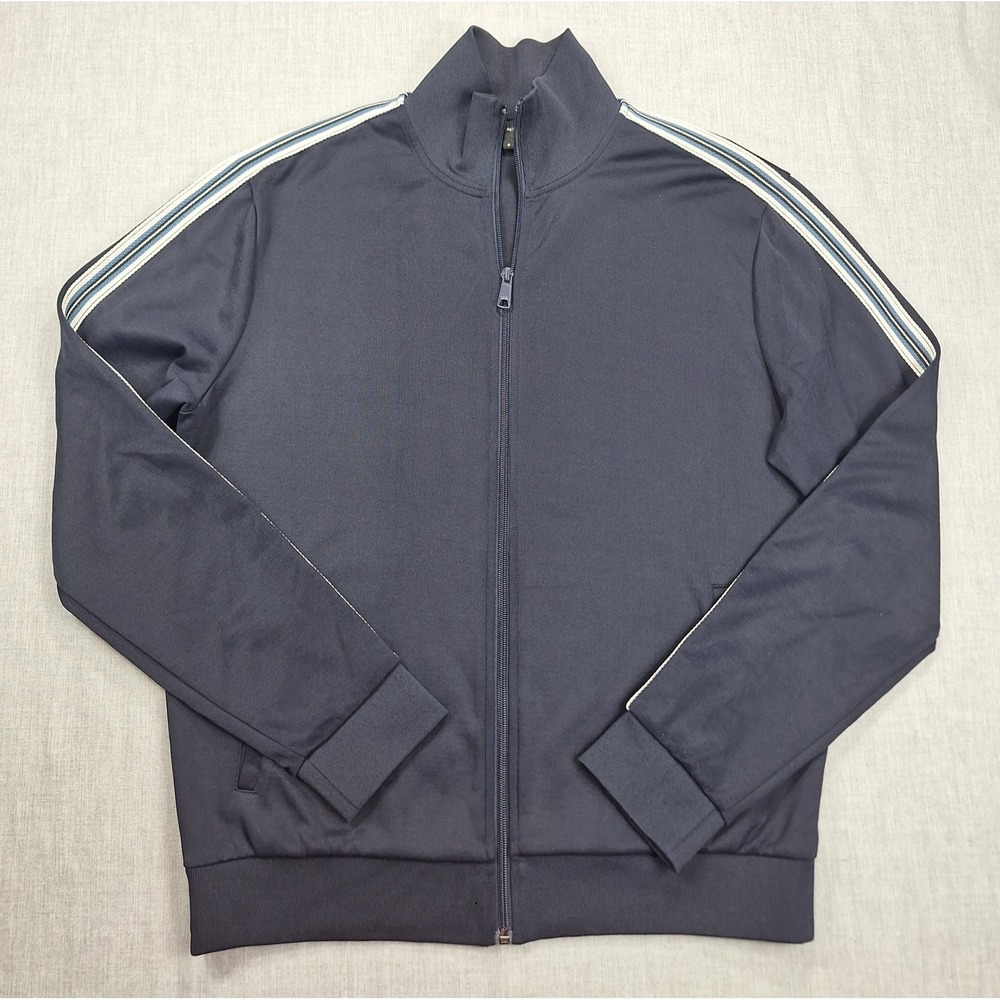 Vince Mens Navy Blue Striped Sleeve Full Zip Track Jacket Mock Neck Medium